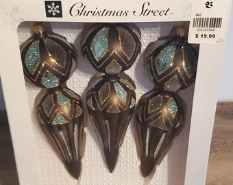 Christmas Street *Retro Ornaments* Unique Bauble Teardrop Hand Decorated Glass