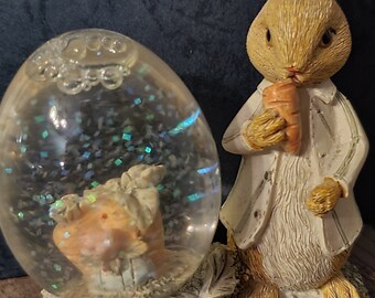 Mini Easter Bunny Figurine Snow Globe
