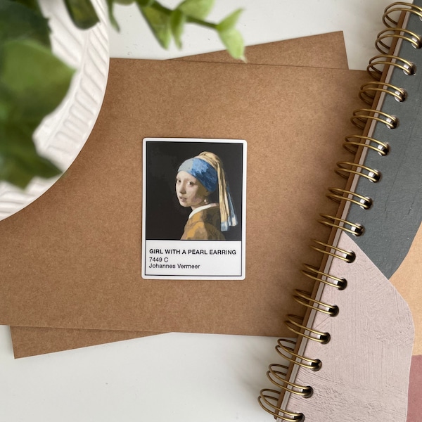 Vermeer Girl With a Pearl Earring Planner/Laptop Sticker | Matte Vinyl Die-Cut Sticker