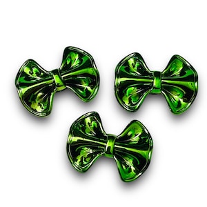 Metallic Acrylic Bow Beads: Kawaii Kidcore Ribbon Charms (Set of 8)