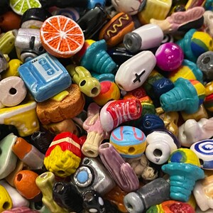 Qty 20 piece assorted mix of tiny Peruvian ceramic beads, miscellaneous variety of ceramic beads