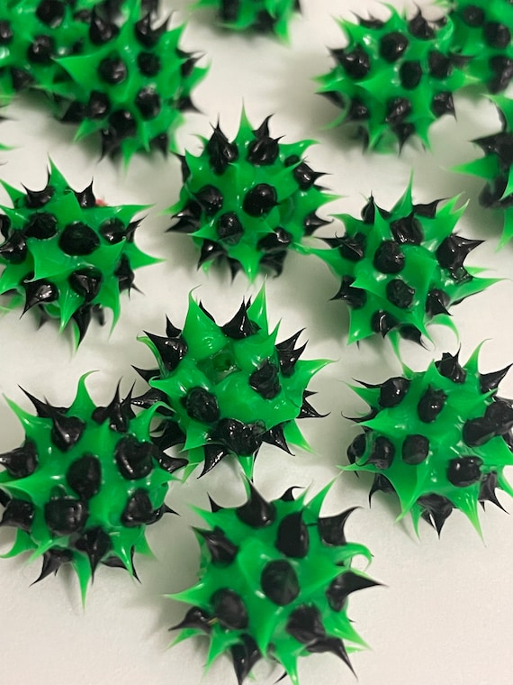 Spike Beads Rubber Beads Green Black Rubber Spike Beads: 10mm, Y2K
