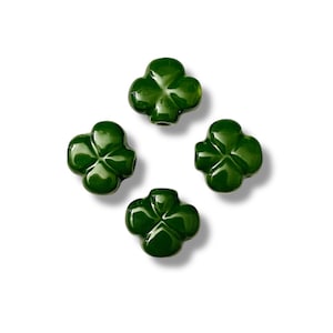 Four leaf clover beads, beads from Peru, St. Patrick’s day jewelry, hand painted ceramic beads, Leprechaun jewelry charms, shamrock beads
