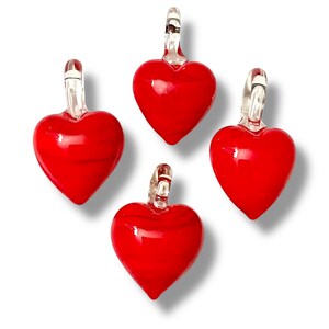 Red Lampwork Glass Heart Pendant: Chunky Bead (20x30mm)