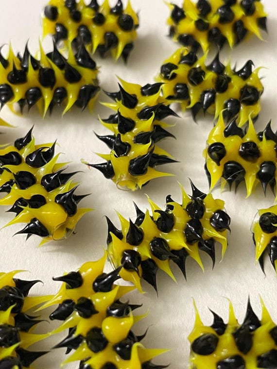 10-piece Set Yellow/black 15mm Rubber Spikes Tube Beads