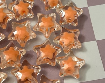 Qty 25-piece Clear with Pastel Multicolor Center acrylic star beads size 15mm