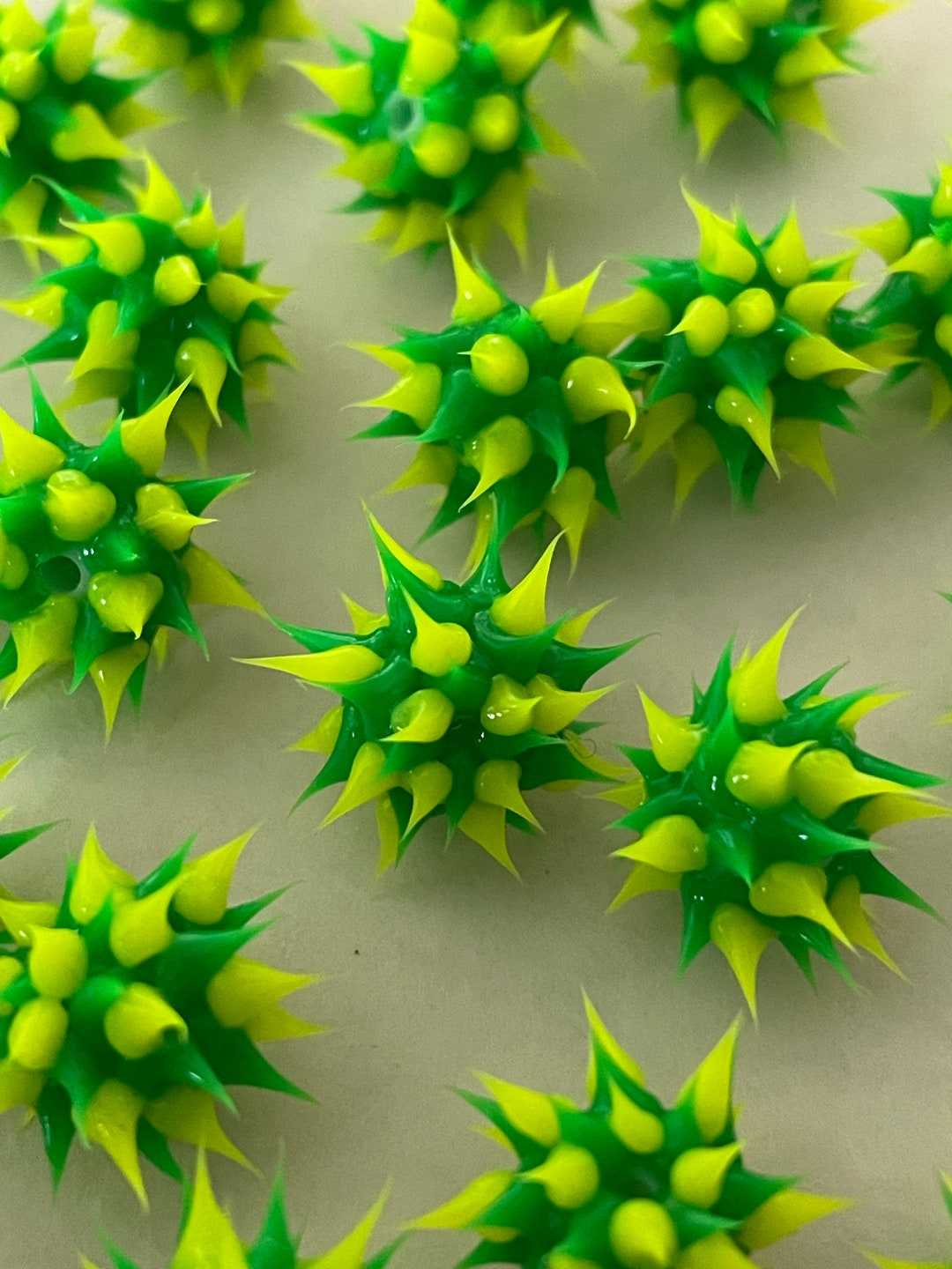 Qty 5 Piece 10mm Small Yellow/lime Green Rubber Spike Beads,silicone