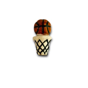 Hand-Painted Basketball Hoop Ceramic Beads: Sports Jewelry Making