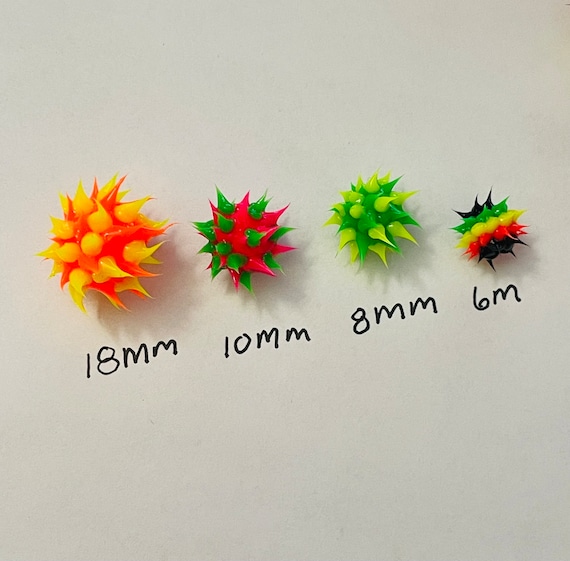 Buy 10 Pink Green Rubber Spike Beads: 8mm Silicone Spikey Ball