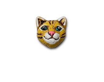 Cat head beads, beads from Peru, Peruvian ceramic animal beads