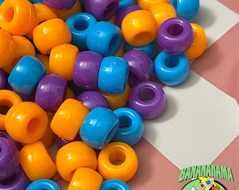 Qty-100 pieces of opaque acrylic pony bead mix beads 6mm x 9mm