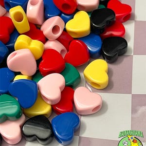 Qty-20 piece acrylic assorted color heart shaped beads size 13mm