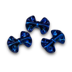 Metallic Acrylic Ribbon Bow Beads: Kawaii Kidcore Fashion (Set of 8)