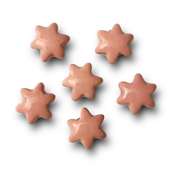 Celestial star beads, Peruvian ceramic beads, celestial star jewelry, porcelain star beads, pink beads, hexagon shaped beads