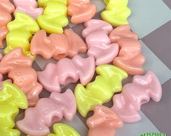 Qty 30-piece pastel acrylic Halloween beads, colorful bat beads, spooky bats