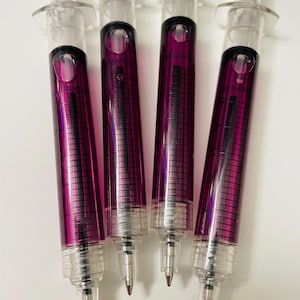 Set van 4 stuks nieuwigheidsspuitpennen, gezondheidszorgmedewerker cadeau kantoorpennen, vloeibare spuitpennen voor medisch personeel, nieuwigheidspennen