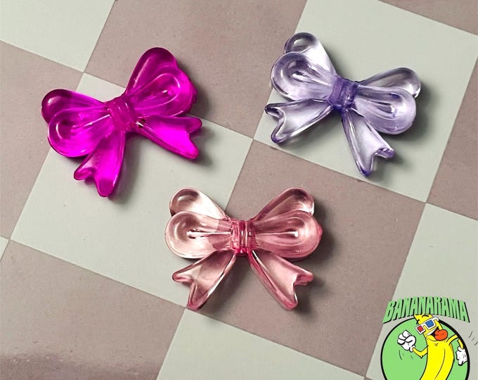 Kidcore Ribbon Clear Acrylic Ribbon Beads: Kawaii Kidcore Jewelry Making (30 Pc Set ...