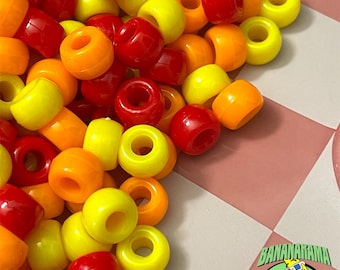 Qty-100 pieces of opaque acrylic pony bead mix beads 6mm x 9mm