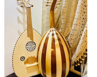 Groot oud-luitmuziekinstrument met 11-snarige melodieën, handgemaakte professionele oud-pluskoffer. Arabisch oudh, handgemaakt houten muziekinstrument