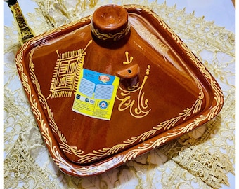 14" Large Moroccan Handmade Ceramic Tagine for Your Kitchen, Cooking Pot, Pottery Tagine, Hand-painted Tajine, Kitchen Utensils, Lead Free