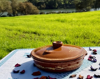 Handmade Moroccan Tagine, Large Clay Cooking Pot With Lid