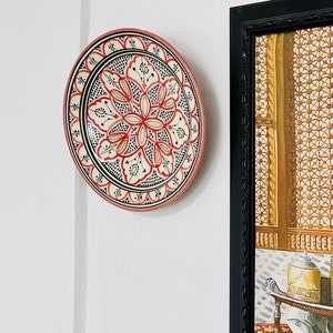 15 &quot; Handmade Moroccan Hand-painted Ceramic Plate , Home and Deco, Pottery Plate, Moroccan Wall Art, Very Beautiful Moroccan Antique Decor