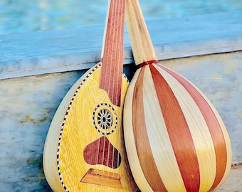 Pequeño laúd música oud instrumento cuerdas melodías, instrumento musical hecho a mano, Oud árabe hecho a mano, Oud de diseño negro