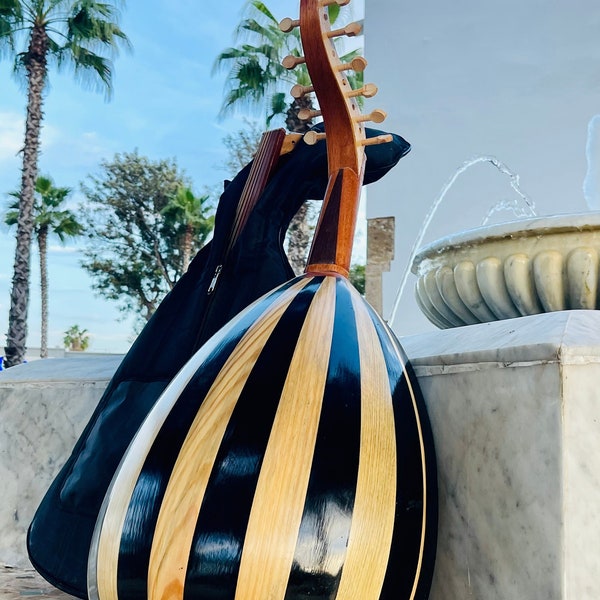 Large Lute Oud Musical Instrument, Handmade Lute Bag,11 Strings Tunes Handmade Arabic Oud Music Oriental Wood Musical Instrument HandCrafted