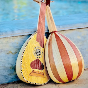 Small Lute Music oud instrument strings tunes, Musical Instrument HandCrafted, Handmade Arabic Oud, Black Design Oud