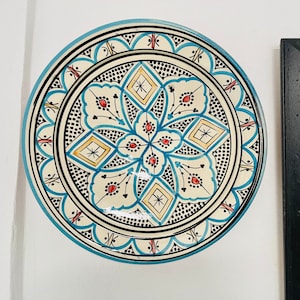 14&quot;Handmade Moroccan Plate, Hand-painted Pottery Plate, Home and Deco, Moroccan Wall Art, Very Beautiful Moroccan Antique Decor