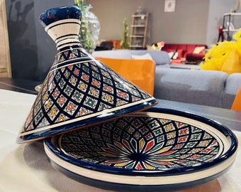 Handmade Large Moroccan Tagine: Hand-Painted Ceramic Cookware