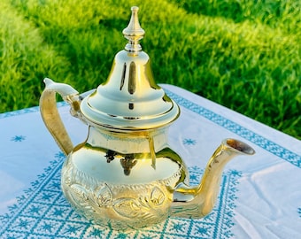 Unique Handmade Moroccan brass  Plated Teapot, Moroccan teapot, tea maker, brass teapot, handcrafted tea pot, arabic tea set