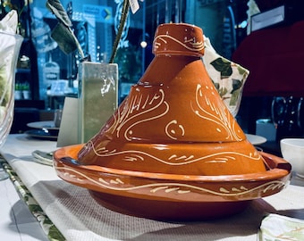 Handmade Ceramic Tajine, Large Moroccan Cooking Pot, Clay Kitchenware