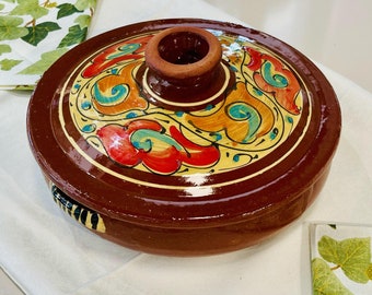 Handmade Moroccan Tagine, Lead-Free Ceramic Casserole, Stove & Oven Safe