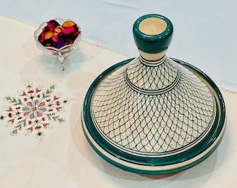 Marokkanische Keramik Tajine zum Kochen und Servieren, handgemacht und handbemalt Tajine Großer Tajine Topf, Küchenutensilien, bleifrei.