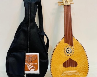 Small Lute Oud Musical Instruement With 5-Strings Tunes, Handmade Profesional Lute Plus Case, Handcrafted Arabic Oud, Spirtual Music