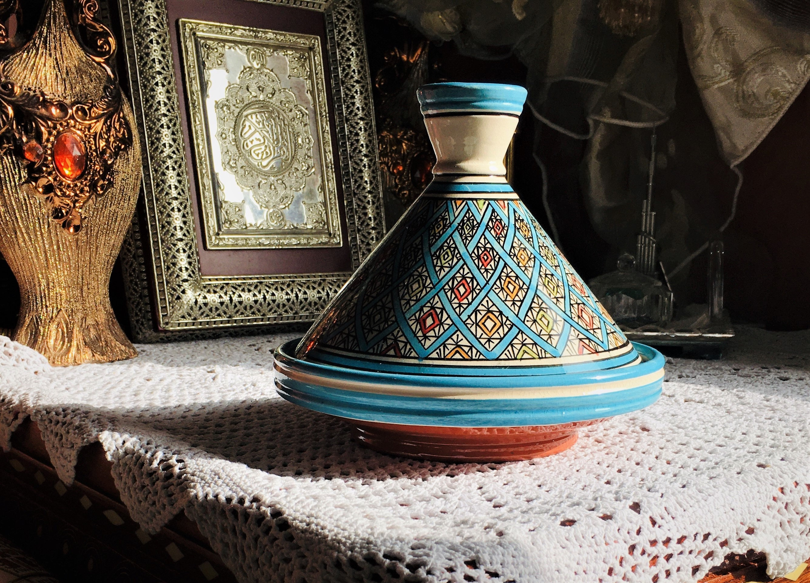Moroccan Tagine Handpainted Pottery Tajine Handmade Tagine Etsy