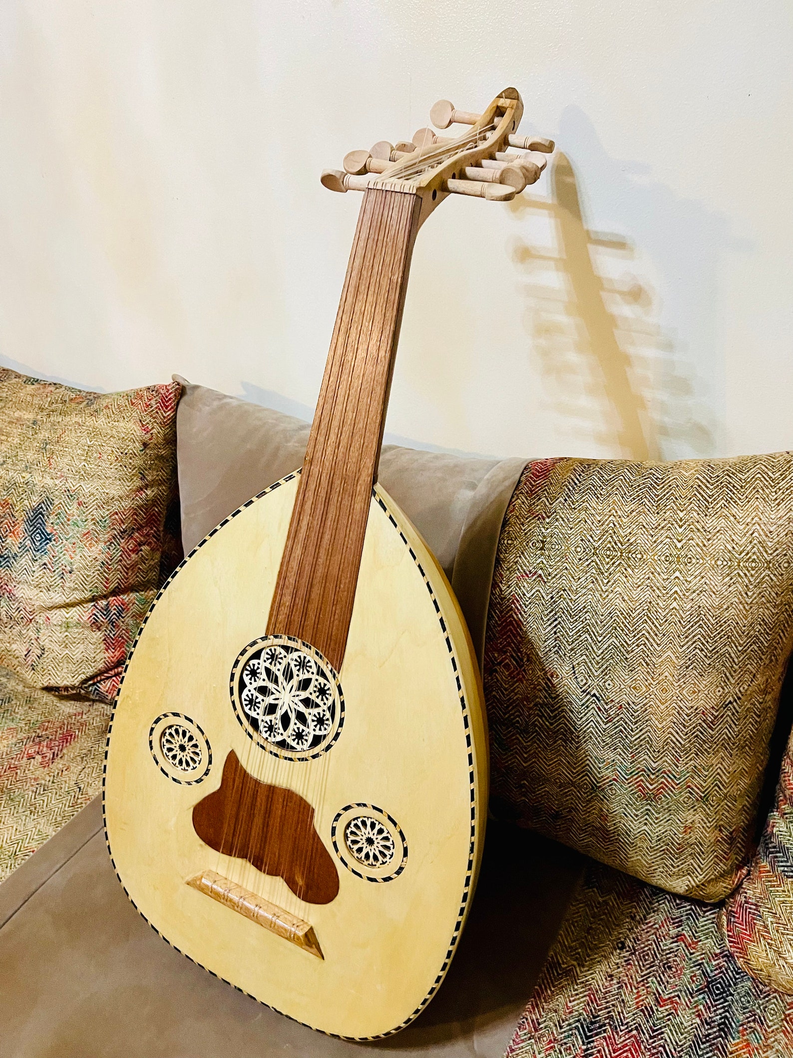 Large Lute OUD Wood Musical Instrument 11 Strings Tunes Etsy