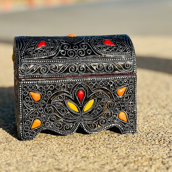 The Artistry and Beauty of a Handcrafted Moroccan Box, Handmade Moroccan traditional chest, to store gold, silver, valuables or gifts