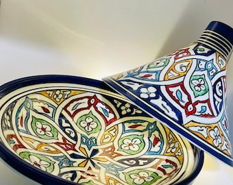 Hand-Painted Moroccan Tagine, Cooking & Serving Pot, Handmade Tagine For Your Kitchen, Pottery Tajine, Ceramic Kitchenware, kitchen utensils