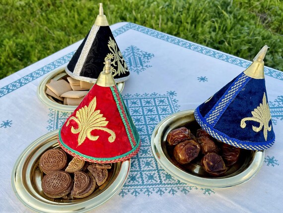 Set of 3 Taifours Copper Tray | Moroccan Tagine Brass Tray