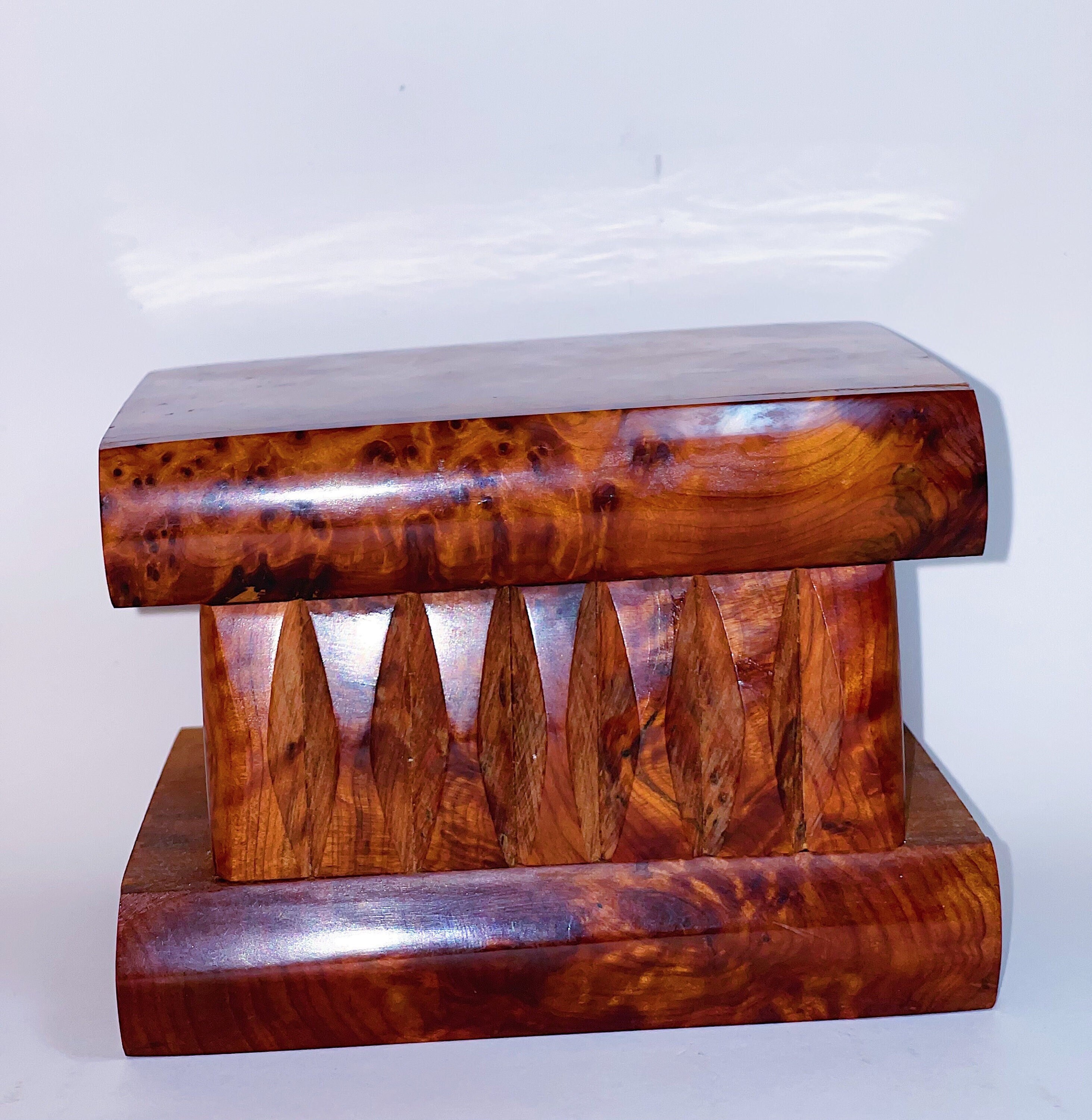 Handmade Thuya Wood Jewelry Box With Seashell Inlay