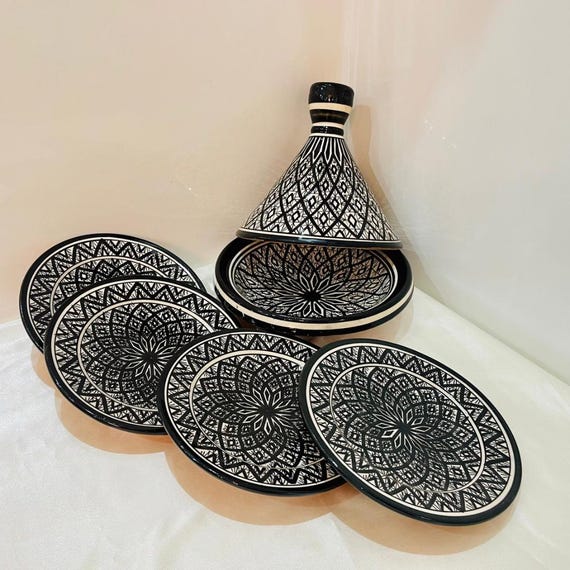 Set of Tagine and Plate Collection, Handmade Plates &Dining Essentials, Handcrafted Ceramic Tagine, Unique Plates, Tableware, Moroccan Flair