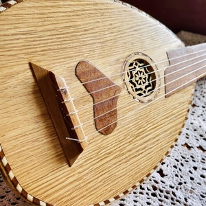 Small Lute Music oud instrument strings tunes, Musical Instrument HandCrafted, Handmade Arabic Oud, Pro Cow Horn Oud image 9