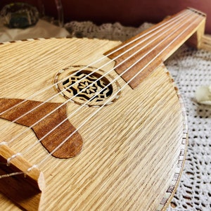 Small Lute Music oud instrument strings tunes, Musical Instrument HandCrafted, Handmade Arabic Oud, Pro Cow Horn Oud image 3