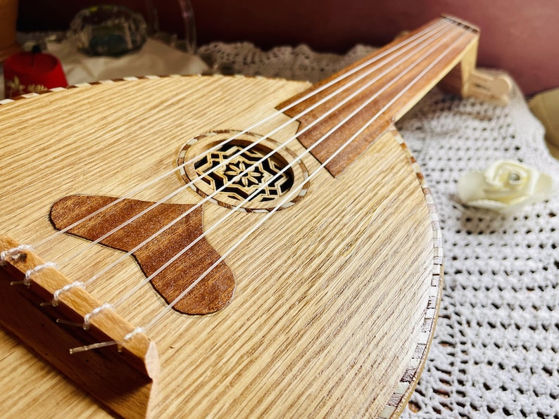 Small Lute Music oud instrument strings tunes, Musical Instrument HandCrafted, Handmade Arabic Oud, Pro Cow Horn Oud image 3