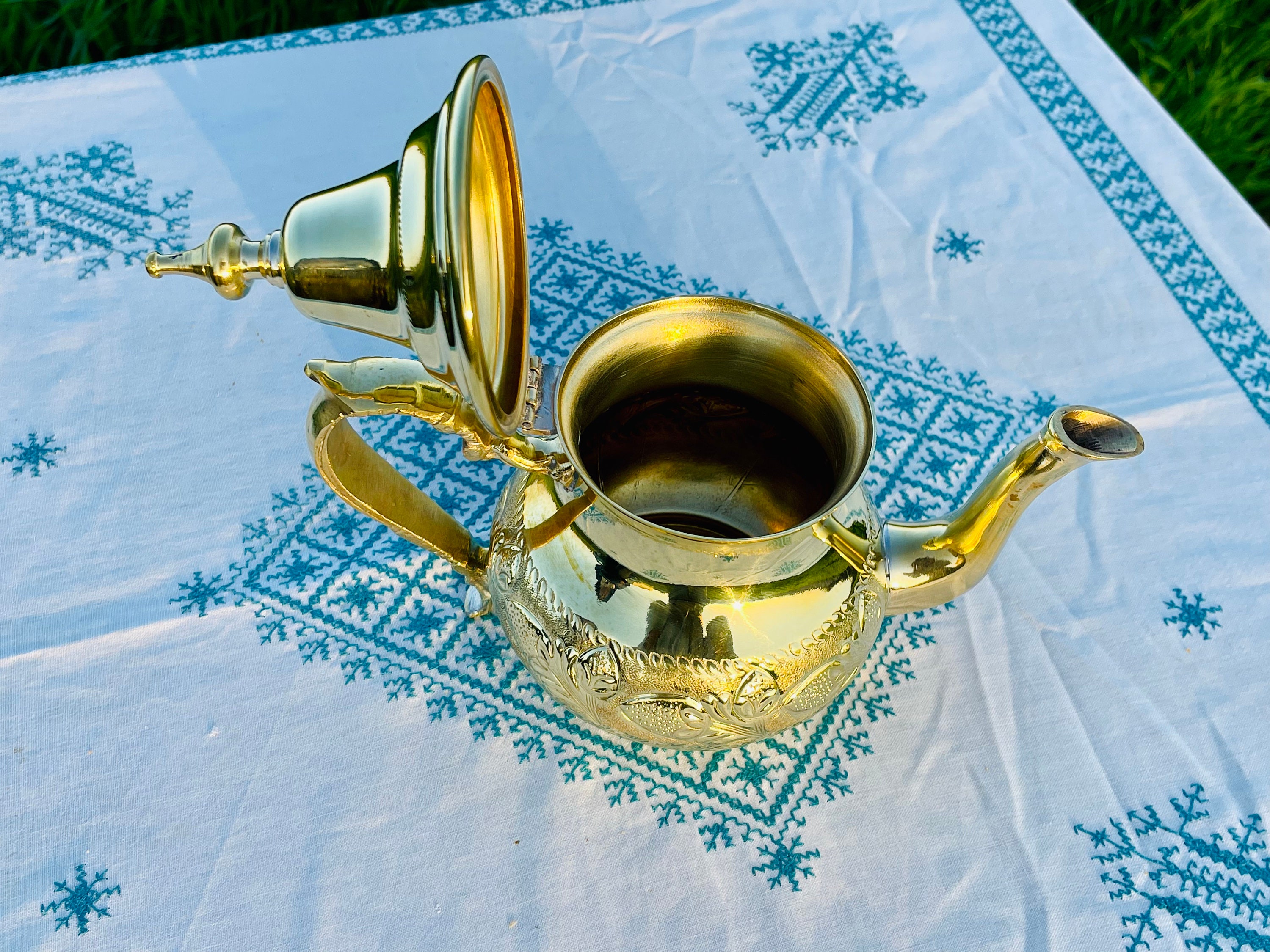 Unique Handmade Moroccan Brass Plated Teapot, Moroccan Teapot, Tea