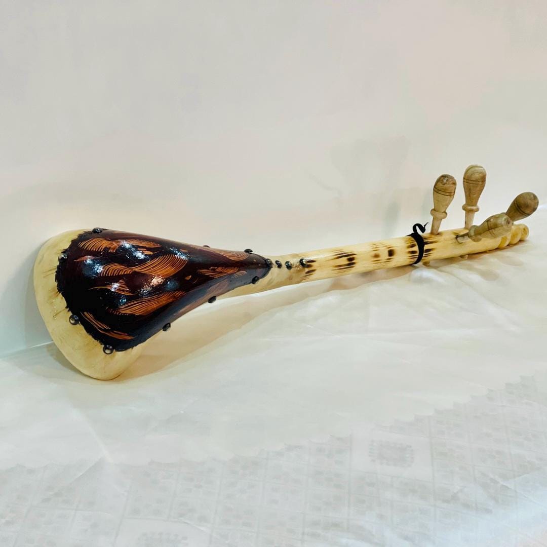 Large Moroccan Authentic Lutar With 4 Strings Melodies & Case