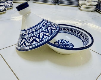 Handmade Moroccan Ceramic Tagine | Hand-Painted Pottery, 10 inch