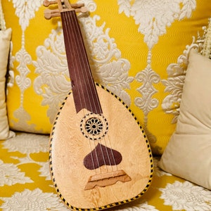 Premium Quality Lute Oud Music Instrument With 5 Strings Melodies Plus Case, Handmade Arabic Lute, Handcrafted Oud For Beginners & Experts